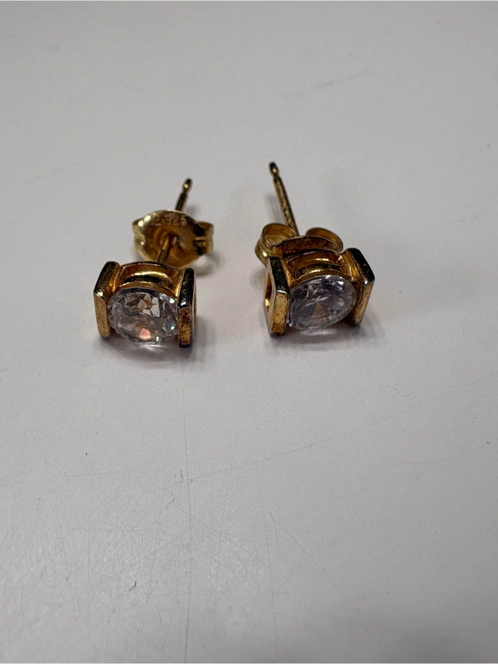 Gold-Tone Clear Crystal Round Stud Earrings